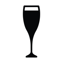 champagne glass vector in silhouette on white background