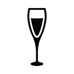 champagne glass vector in silhouette on white background