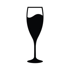 champagne glass vector in silhouette on white background