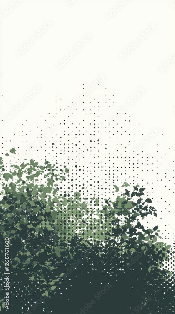 Poster deep forest green foliage blending into muted tones creating a serene natural atmosphere