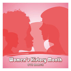 Women's History Month  Featuring Silhouettes Symbolizing Unity and Diversity.
