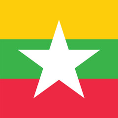 Flag of Myanmar. Myanmar square flag icon digital vector illustration