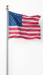 Obraz premium US flag, vibrant colors, white backdrop, ample copy space, design, bright