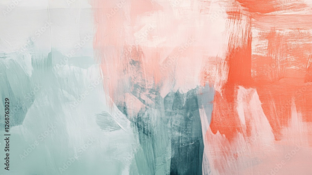 Poster abstract art featuring overlapping pencil strokes in calming tones of orange and green blending toge