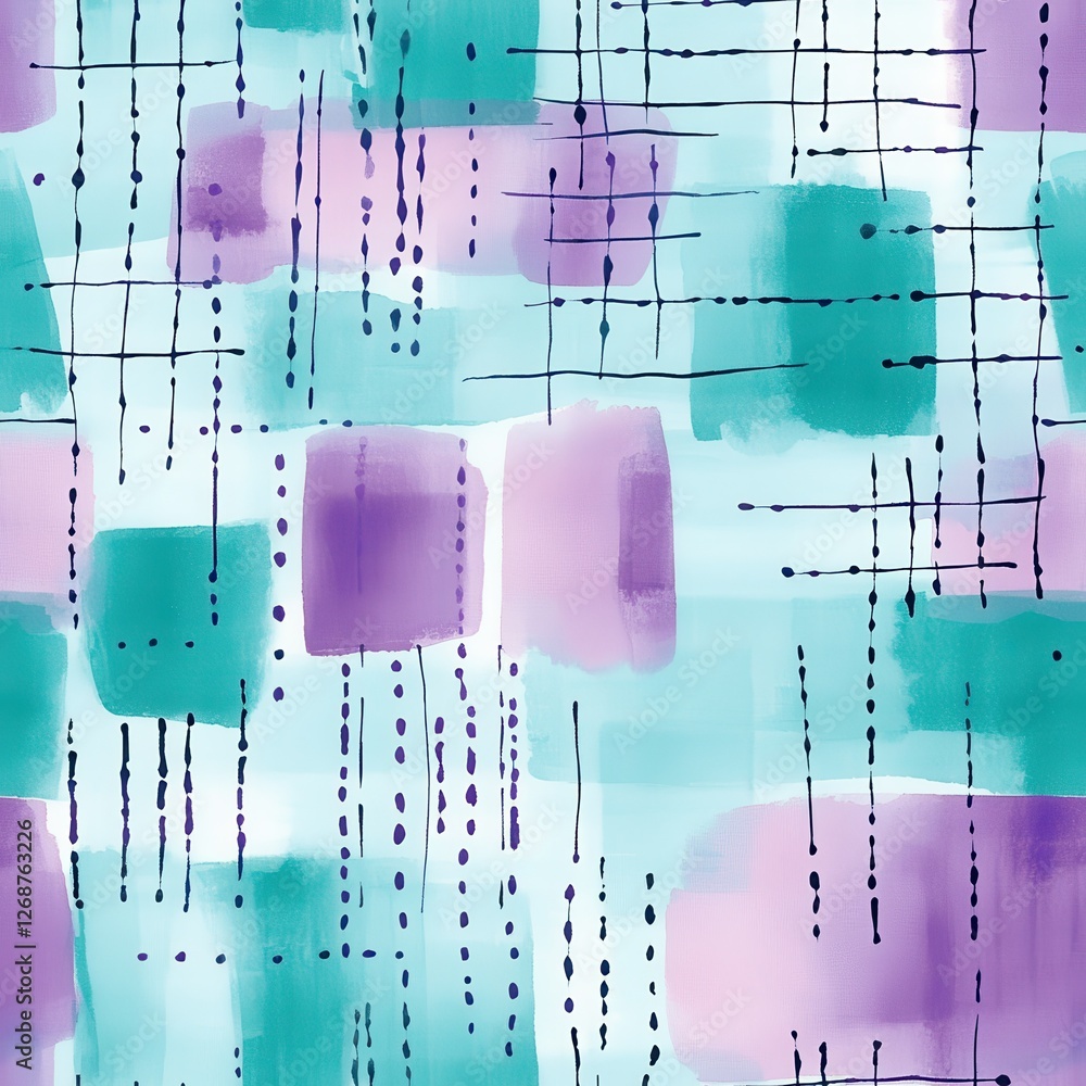 Aufkleber whimsical watercolor doodle featuring playful shapes and vibrant colors in a joyful abstract composi