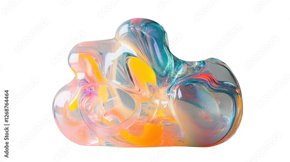 Poster abstract colorful fluid shape on transparent background