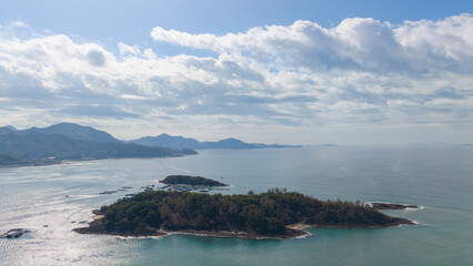 Fish rafts around the beautiful island