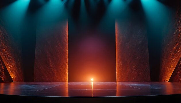 Abstract beautiful scene stage for product presentation,light - natural phenomenon, home showcase interior, stage - performance space, slide show, gray color, gobo lighting, multi-layered effect,567