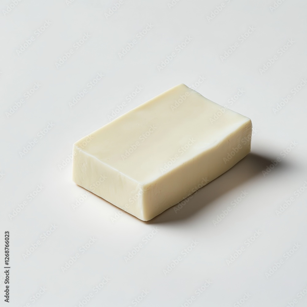 Poster Firm smooth tofu block placed on a minimalist background ideal for culinary presentation and recipe preparation