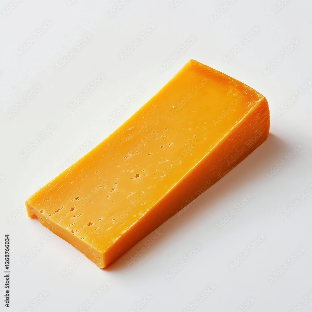 Poster bold cheddar cheese slice on a clean surface showcasing its smooth texture and vibrant color