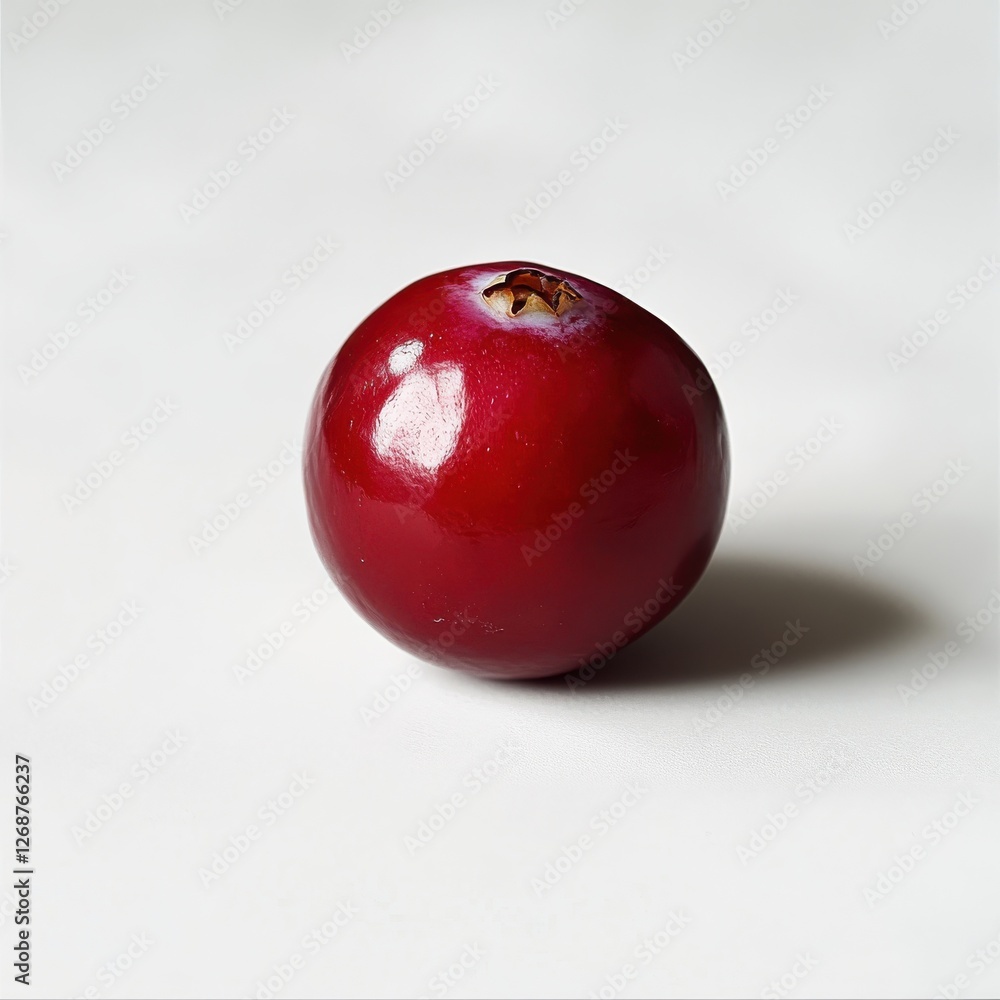 Poster fresh cranberry with a shiny red appearance on a neutral background against natural light