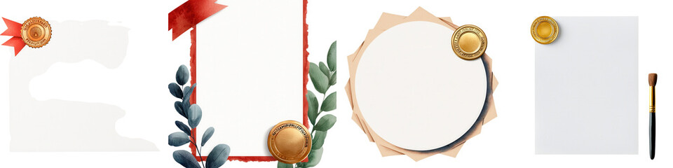Elegant Blank Paper Templates with Wax Seal and Greenery Accents