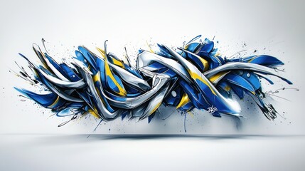 Abstract graffiti art design on a white backdrop