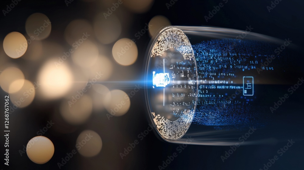 Poster illuminating data streams digital visualization of information abstract environment conceptual art