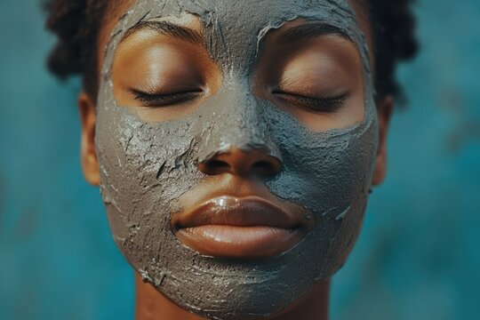 a serene face with a clay mask applied, highlighting a relaxing skincare moment.