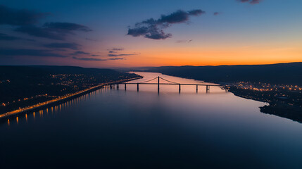 Obraz premium Aerial view of the New Tappan Zee Bridge, spanning Hudson River ai generative