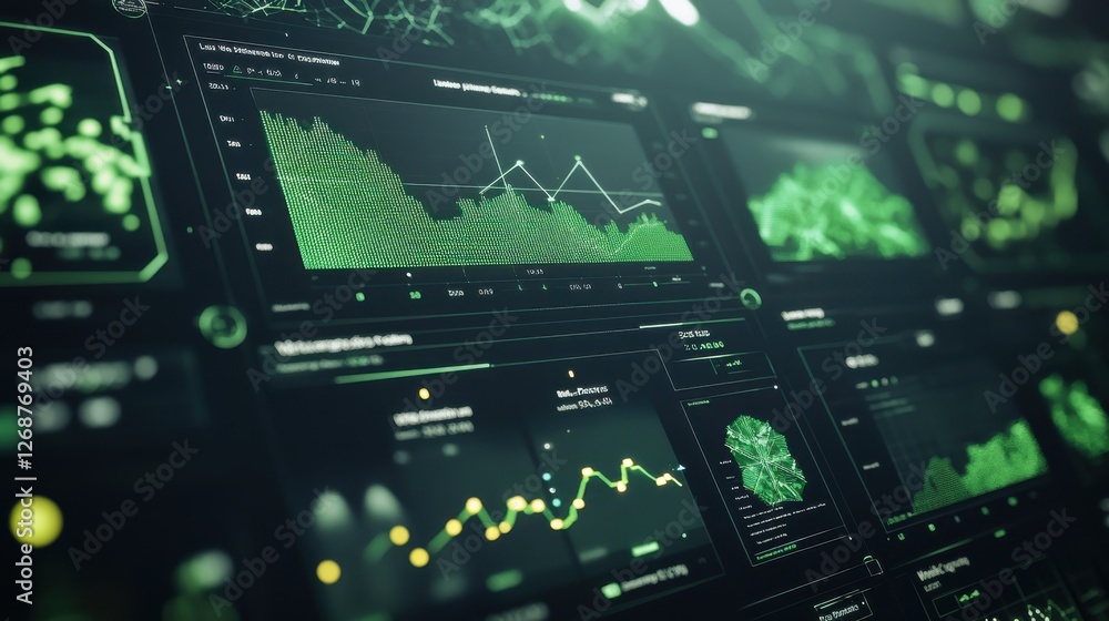 Poster futuristic financial dashboard displaying real-time data and analytics in a digital environment