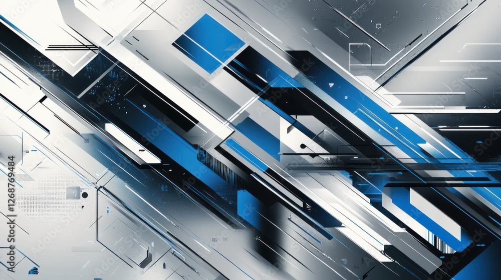Leinwandbilder futuristic metallic geometric layout featuring abstract shapes in a dynamic composition