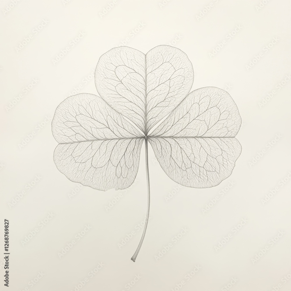Aufkleber delicate clover leaf displaying intricate vein details against a neutral background