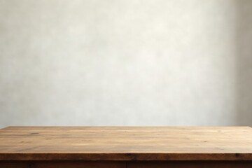 Empty Rustic Wooden Tabletop Against Neutral Background, Perfect for Product Placement or Mockups