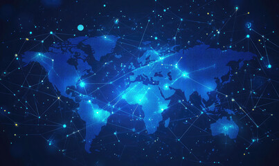Fototapeta premium Global Network Connections Digital World Map Technology Illustration