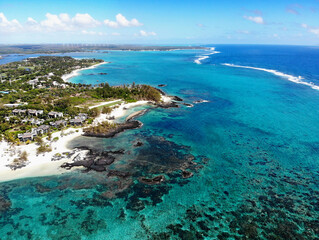 Mauritius beautiful coast of the island view from above