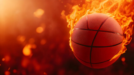 A dynamic basketball engulfed in flames, showcasing energy and passion for the game.
