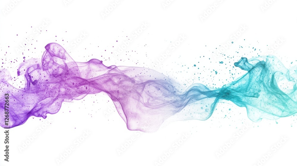 Poster Elegant abstract flow of colorful splashes with a minimalist white background representing creativity and fluidity