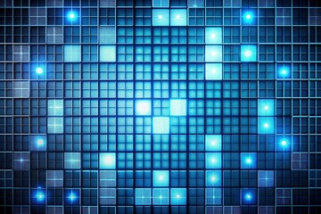 Abstract Grid Background with White Markers and Blue Flickering Squares