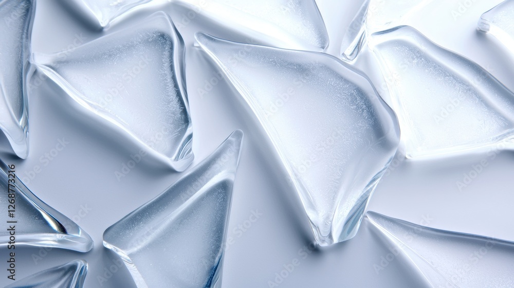 Poster a collection of clear, triangular pieces of glass arranged in a circular pattern.