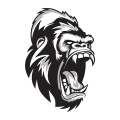 Head of an angry aggressive gorilla.vector illustration on a white background
