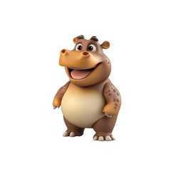 Fototapeta premium Happy cartoon hippo character with friendly smile and playful demeanor