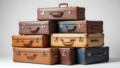 suitcases on white background