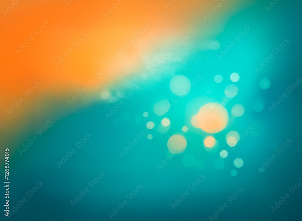 Poster soft abstract background featuring a blend of teal and orange hues. blurred bokeh lights add a gentl