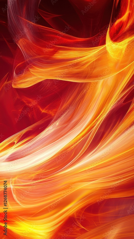Leinwandbilder Vibrant display of fiery red and orange strokes creating a dynamic abstract flame-like pattern in a vibrant setting