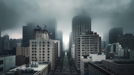 Fototapeta premium City Buildings in the Fog