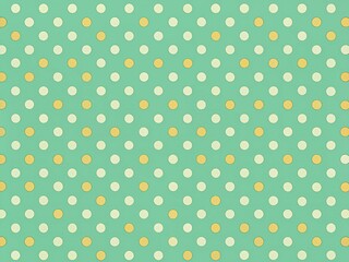 Pastel Yellow Polka Dots on Mint Green Spring Background - Cheerful Pattern for Design