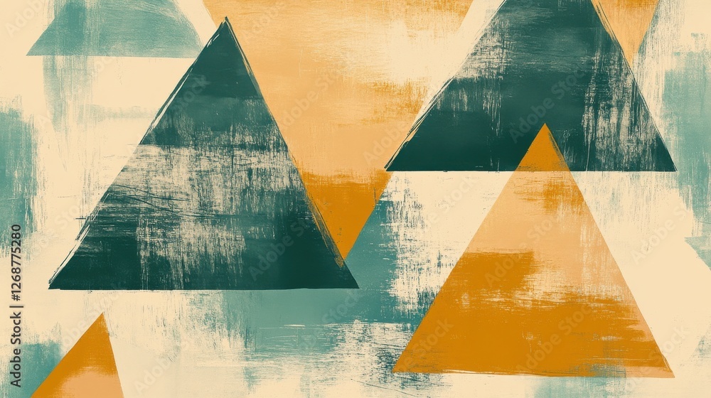Aufkleber soft pencil strokes create harmonious shapes in amber and teal throughout the textured composition