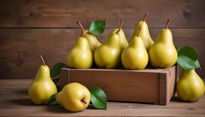 Pears on wooden table