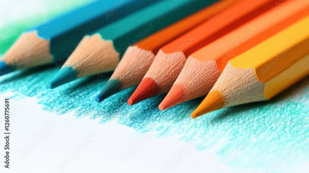 Poster gradient of colorful pencil strokes showcasing soft transitions in hues for artistic exploration