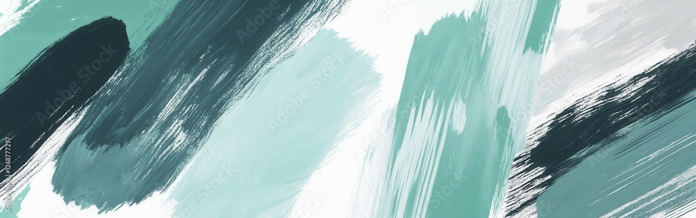 Aufkleber smooth pastel mint and gray brushstrokes create a calming backdrop in an abstract art piece