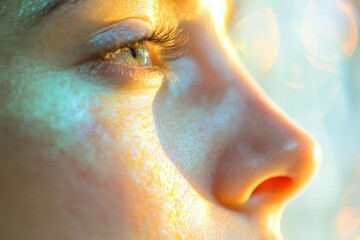 A spa-inspired image of clear skin highlighted under glowing natural light