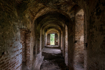The ruins of the Roman Catholic Carmelite monastery and the Church of the Immaculate Conception of the Virgin Mary in the village of Kysylyn, Volyn region, Ukraine, July 10, 2023