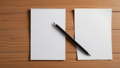 Blank paper with mechanical pencil on wood table