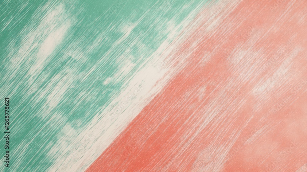 Poster minimalist design featuring gentle pencil strokes in muted green and coral tones creating a serene a