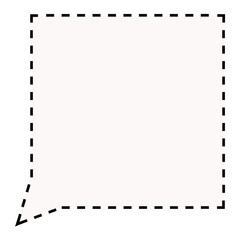 シンプルな破線の正方形フキダシ（黒・白）