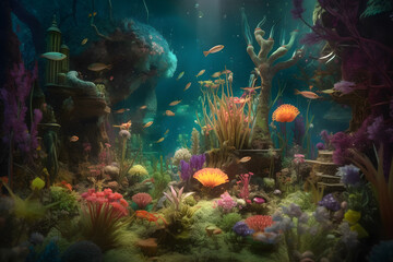 Vibrant Underwater Landscape Filled With Colorful Marine Life