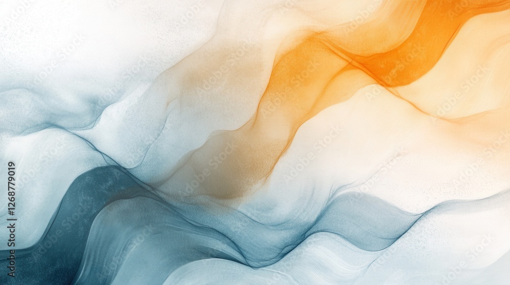 Leinwandbilder elegant pencil strokes create soft wavy patterns in cool tones combined with warm colors