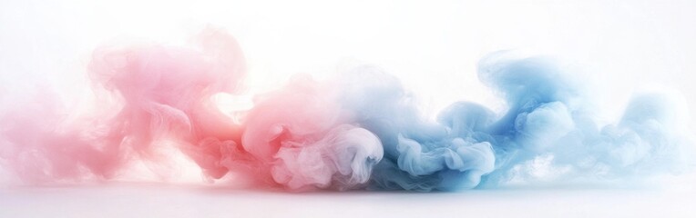 Soft pastel pink and blue mist envelops the air in a serene and calming atmosphere during twilight