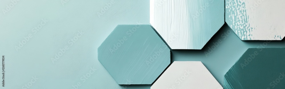 Leinwandbilder Elegant minimalist composition featuring hexagonal shapes and soft color palette in a calm and serene setting